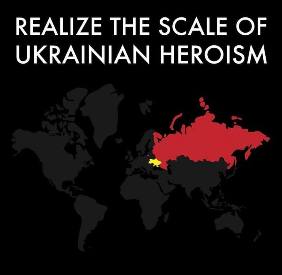 The tiny yellow spot is Ukraine. The huge red area is Russia.